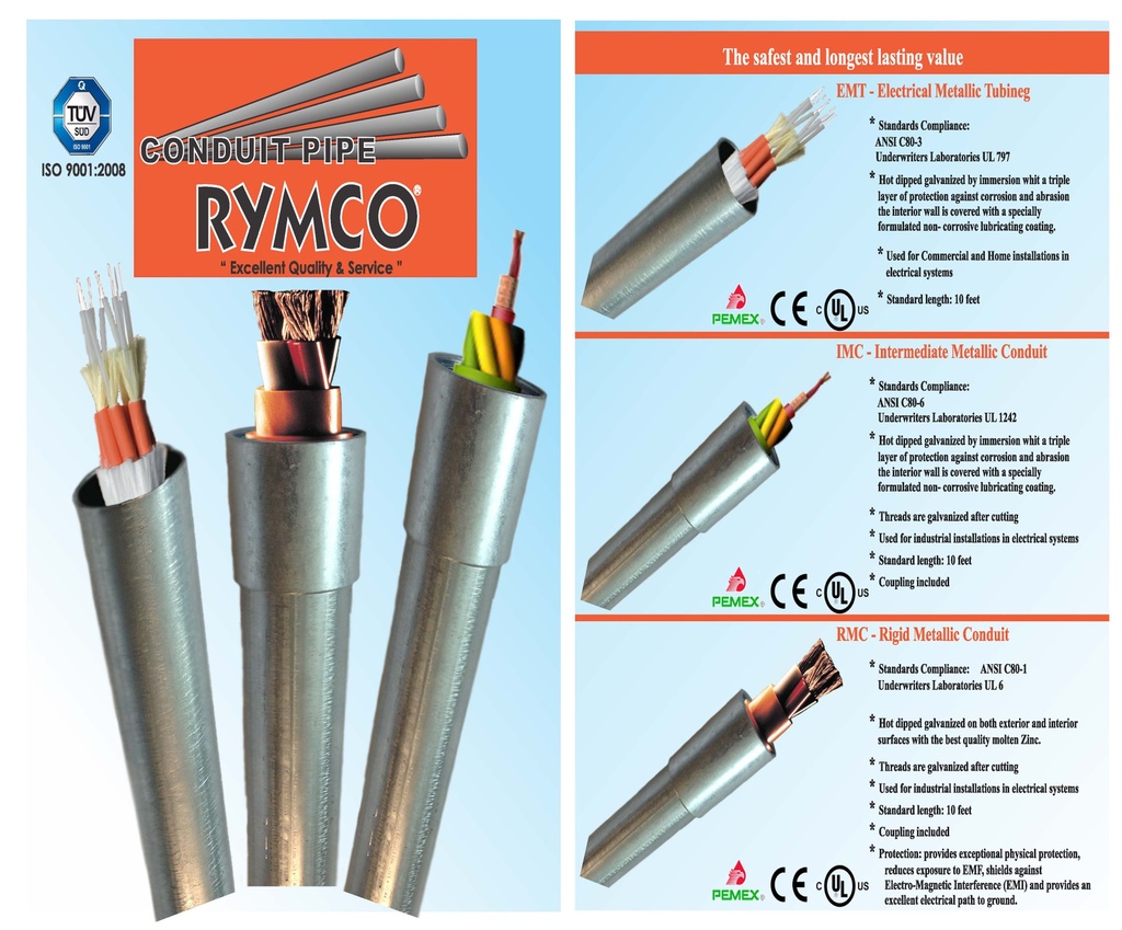 TUBO EMT 1/2 12MM UL -RYMCO